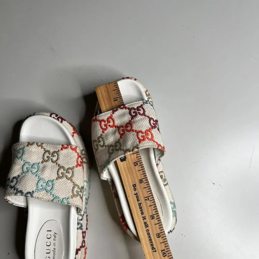 Gucci Women's Sandals Multicolor GG Canvas Slide Platform Made In Italy Monogram - Picture 11 of 11